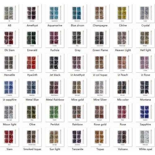New Set 1200pcs/boxs Crystal AB Rhinestones Hot fix ss6-ss30 Mixed Size Glitter Glass стразы Iron-on gem Strass