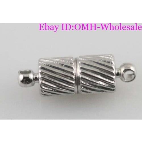 OMH wholesale Free Ship 15x5mm 10 Sets Silver Plated Round Ball Magnetic Clasps Charms Magnet button beads OMH39