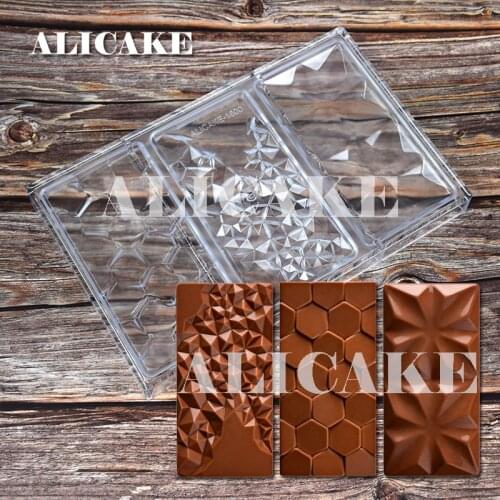 Polycarbonate Chocolate Molds 3 In 1 Bakery Food Grade Thick Tray Cake Moulds for Chocolate Bar Form Mold Baking Pastry Tools