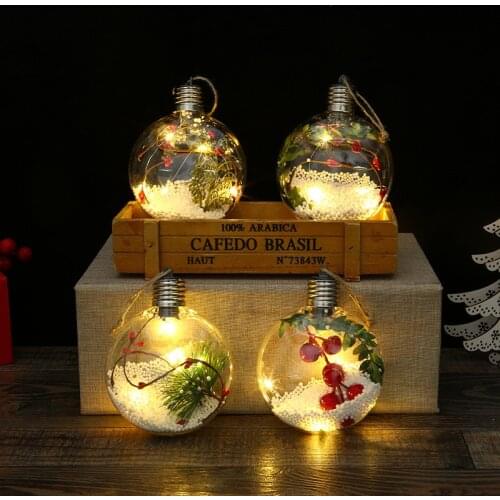 Transparent Open Plastic Christmas Decorations Ball Clear Bauble Ornament Gift Present Box Decoration Holiday lights