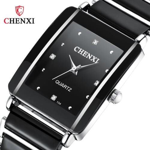 Rectangle Lovers Watch Quartz Fashion Ceramic Couple Watches Ultra-thin Brief Chic Watches With Diamond Wristwatch