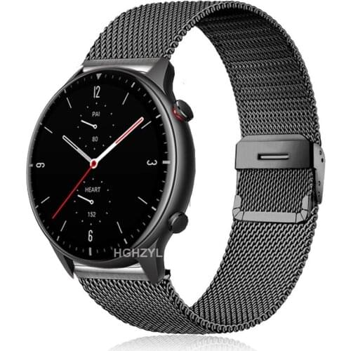 Milanese Watchband Strap for Huami Amazfit Gtr 2 2e /GTR 47mm 42mm /Stratos 3 2 Pace Bracelet Band Replacement Wristband Correa