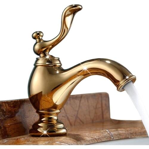 Luxury gold high-quality solid brass bathroom sink faucet Classic style Deck mounted luxury basin mixer faucet tap