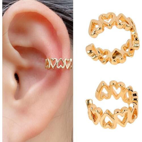 Fashion Ear Cuff Clip Earring Without Piercing Gold Silver Color Star Heart Chain Geometry Cartilage Earcuff Women Party Jewelry