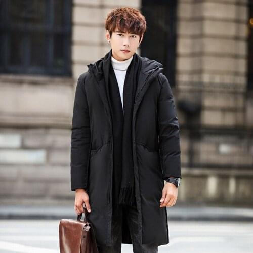 Warm Thick winter Mid-length down jacket men brand clothing Top quality X-Long Male White duck down coat M-3XL