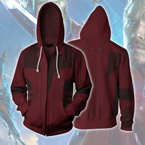 Aveng Star-Lords 2 Cosplay Hoodie 3D Print Costume Jacket Hoodie Zipper Sweatshirt Halloween Zipper Jersey