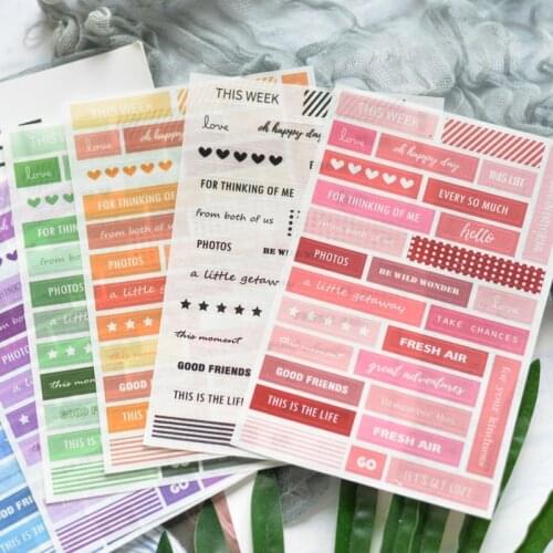 Lovedoki Creative English Sentence Sticker Kit 8 Pcs/Pack Planner Diary Book Decorative Stickers Scrapbooking Diy Accessories