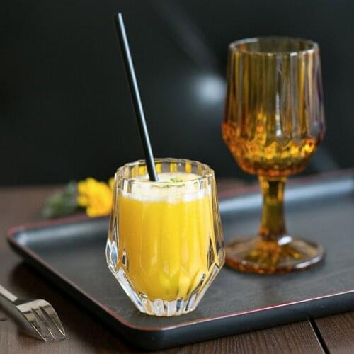 Retro style Lead-free Crystal Cups Whiskey Cups Crystal Sculpture Juice Glass Goblet Wine Glass Crystal Engraved Color Cups