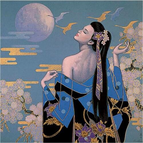 Japan Geisha Woman Diamond Painting Portrait Round Full Drill 5D Nouveaute DIY Mosaic Embroidery Cross Stitch Home Decor Gifts