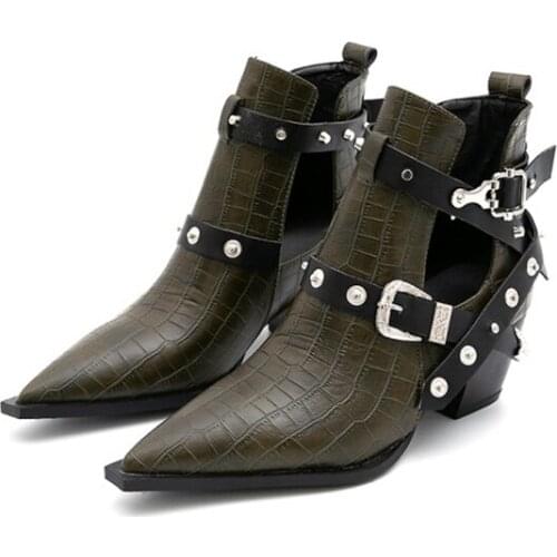 New Fashion Women Boots Spring Summer High Heel Ladies Booties Leather Hollow Ankle Platform shoes small big size 30-50 216-6