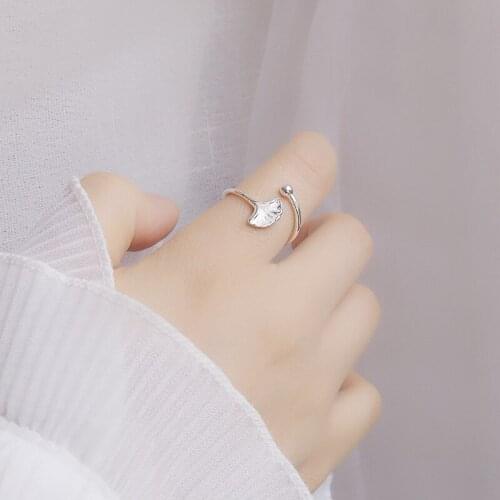 Summer Beach Vacation Knuckle Ginkgo Biloba Leaf Open Rings for Women Adjustable Finger Ring Charm Jewellery Wholesale Gifts