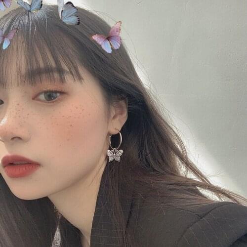 2021 New South Korea Dongdaemun Retro Temperament Wild Earrings Female Butterfly Ear Bone Clip Cute Pretty Girl