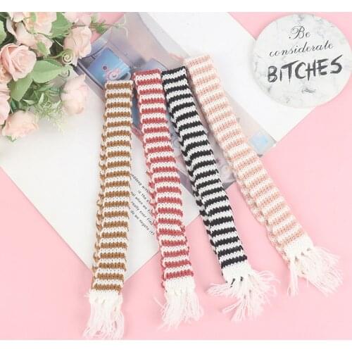 1/6 Dollhouse Miniature Fashion Stripe Knitting Scarf Hat Ornament DIY Dolls Clothing Accessories
