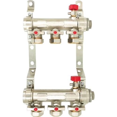 2 pcs brass Radiant Floor Heating Manifold 2 Port--6 Port ufh underfloor radiator for 1/2 pex