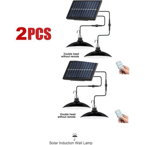 2pcs Retro Lampshade Outdor Solar Lamp Split 5M Extension 3 Heads Rotating Wall Lamp Waterproof For Garden Décor Garage Street L