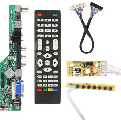 3663 New Digital Signal DVB-T2 DVB-T DVB-C Universal LCD TV Controller Driver Board+7 Key Button+ 1Ch6bit40pin 3463A Russian v56