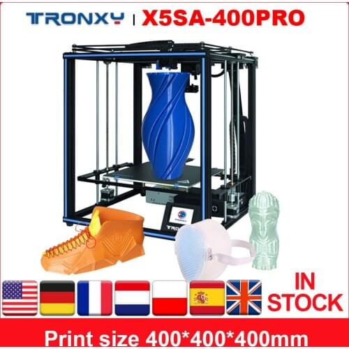 Tronxy X5SA-400PRO 3D Printer 400*400*400mm with 3.5 Inch Color Touchscreen Titan Extruder Ultra-Quiet Mainboard Auto leveling