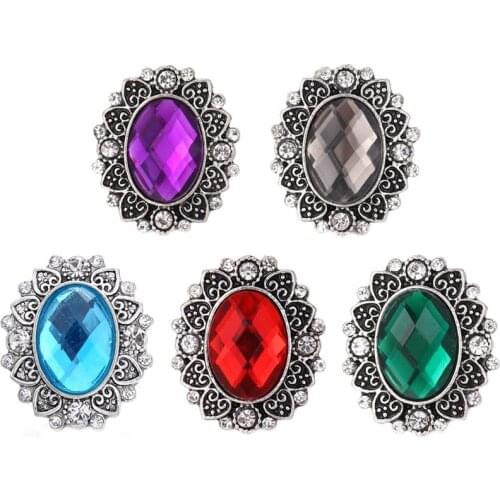 5pcs/lot Wholesale 18mm Snap Button Jewelry DIY Rhinestone Flower 18mm 20mm Metal Snap Buttons Fit Snap Bracelet Bangle