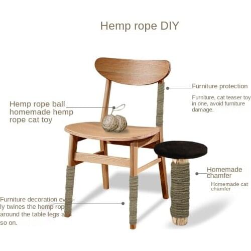 50 M Wear-resistant Cat Toys Natural Hemp Ropes Teasing Cats Sisal Balls Catching Plates Cat Legs Biting Grinding Pet Products