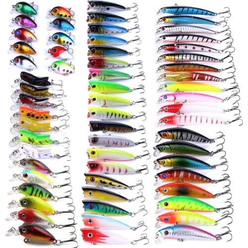 56pcs Mixed 8 Model Fishing Lure Small Minnow Isca Artificial Quality Professional Crankbait Wobblers Carp Fishing Tackle Pesca