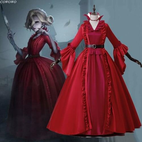 Anime! Identity V Marie Bloody Queen European Style Red Dress Uniform Cosplay Costume Halloween Party Suit Women Free Shipping