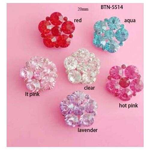 Free shipping pretty 20mm rhinestone button with shank 10PCS can pick colors (BTN-5514)