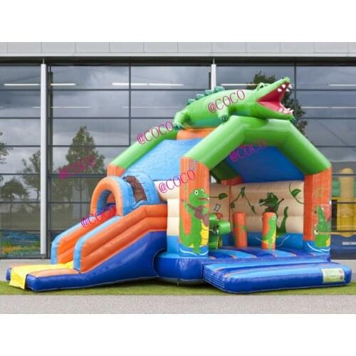 Free air ship to door!3 in 1 Commercial cheap children bounce house inflatable slide, crocodile jumping house combo