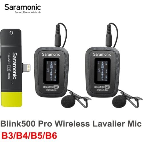 Saramonic Blink 500 Pro Blink500 B3 B4 B5 B6 Wireless Lavalier Microphone Condenser Mic Dual Channel Mic for Smartphone Tablet