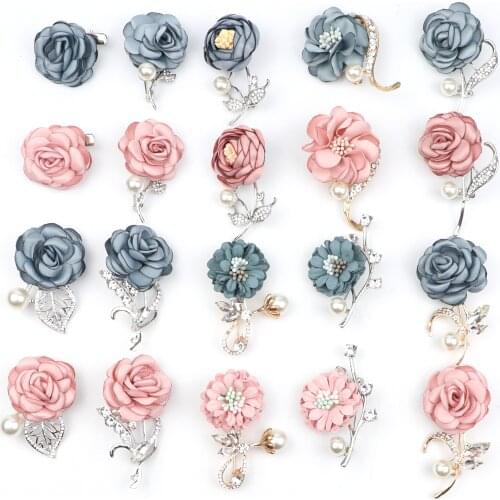 Pink Blue Rose Flower Brooch Women Men Jewelry Pin Best Man Bridesmaid Collar Breastpin Brooches Corsage Dress Coat Accessories