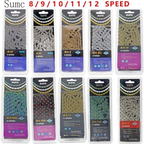 Sumc 116L Gold Bike Chain X8 X9 X10 X10sl X11SL Super Light For 8 9 10 11 12 Speed MTB/Road Bicycle Compatible SRAM
