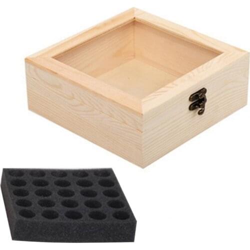Wooden Compartment Essential Oil Case Large Capacity Practical 25 Grids Elegant Stylish Aromatherapy Container for Table