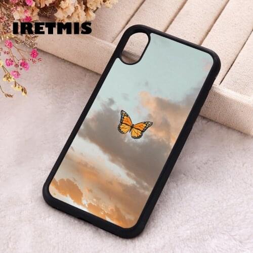 Iretmis 5 5S SE 2020 phone cover cases for iphone 6 6S 7 8 Plus X Xs XR 11 12 MINI Pro Max Soft Silicone Sunset and butterfly