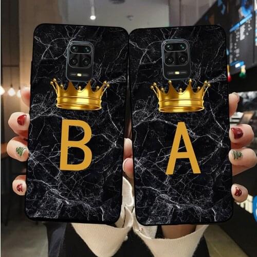 Initial Letter A Z Crown Phone Cover For Xiaomi Redmi 7A 8 8A 9 9A 6Pro 9T 10X for poco X3 M3 Note 10 Lite pro K40 Case