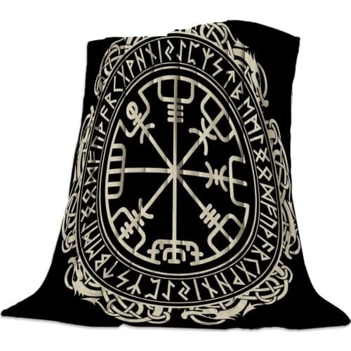 Mandala Compass Black Tattoo Throw Blanket Portable Soft Sofa Blanket Warm Microfiber Flannel Blankets for Beds