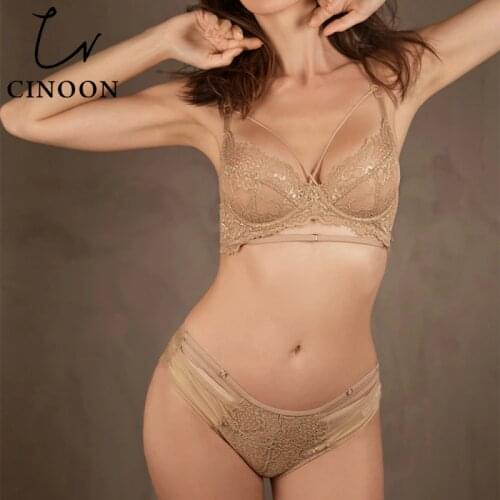 CINOON French Top Classic Bandage Bra Set Sexy Lace Underwear Set Lingerie Push Up Brassiere Soft Panties For Women Underwear