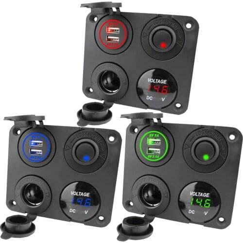 4.2A dual USB charger + voltmeter + 12V power socket + switch multifunctional combination for car and ship volume_up content_cop
