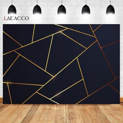Laeacco Gold Black Line Abstract Geometric 3D Pattern Background For Photography Photographic Backdrop For Digital Photo Studio