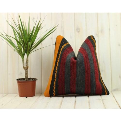 Handmade Kilim Pillow Cases Hand Woven Turkish Anatolian Traditional Motifs Cushion Cover Vintage Home Decorative Zip Carpet