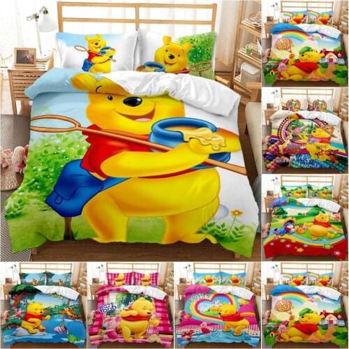 Disney Winnie The Pooh Tigger Bedding Set Cute Cartoon Duvet Quilt Cover Pillowcase Children Boys Girls Bedroom Decoration