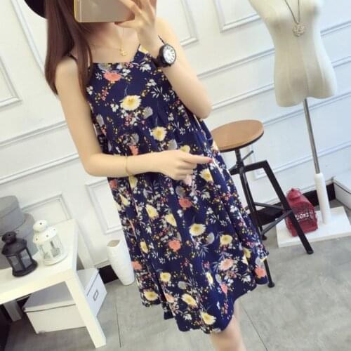 Summer sweet long sleeveless maternity gown photography 2016 loose casual floral harness pregnant women dress ropa embarazada