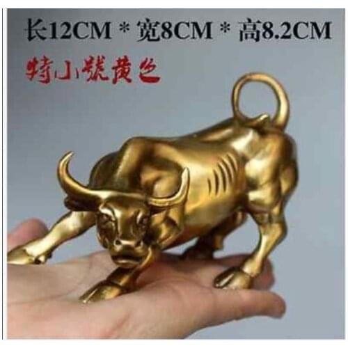 Copper Brass CHINESE crafts decoration Big Wall Street Bronze Fierce Bull OX Statue-Brass