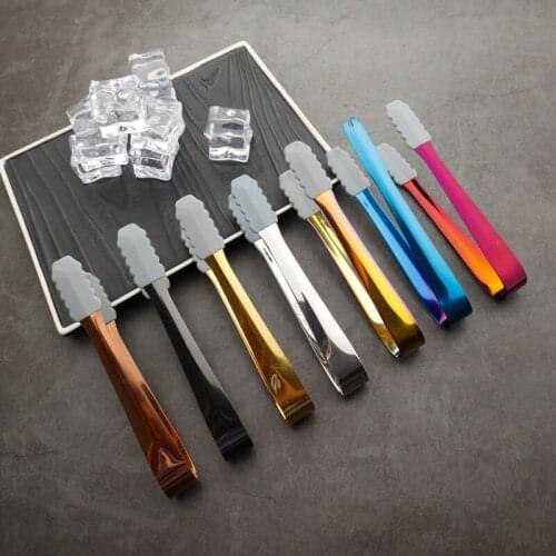 Mini Stainless Steel Tongs With Silicone Tips Kitchen Food Tong Tool Salad Sugar Ice Bead Clip Bbq Cooking Food Serving Tongs