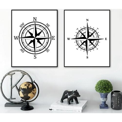 Nautical Compass Rose Navigate Print Nature Art Ship Ocean Sea Wall Art Canvas Painting Pictures Home Art Wall Decor