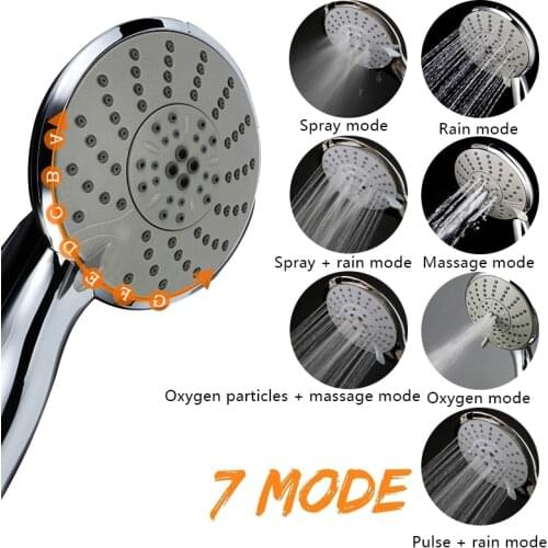 7 Function Adjustable Shower Head Douche Jetting Rainfall High Pressure Bathe Water Saving Holder For Bathroom Spray Holes SPA