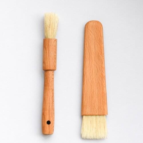 Natural Wood Handle Baking Oil Brush Honey Cream Bread Brush Kitchen BBQ Basting Brush Accessories Environmental Kitchen Tools