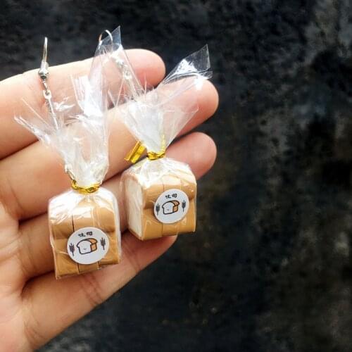 Funny Toast Packaged Unusual Earrings for Women 2020 Trend Fashion Food Earrings Dangle Aesthetic Creative Unique Jewelry Woman