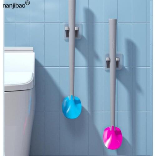 New Silicone Soft Hair Toilet Brush Long-Handled Cleaning Brush Household Wall-Mounted No Dead Corner Bathroom Cleaning Tool