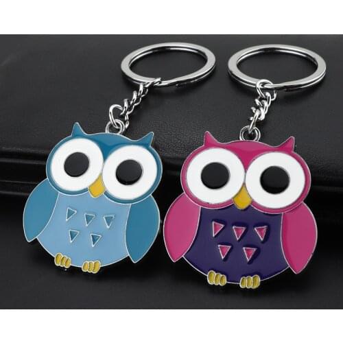 New Cute Animal Trinket Keyrings Owl keychain for Women Cartoon Oil Painted Metal Keyfob Fashion Jewelry Chaveiro Gift Wholesale