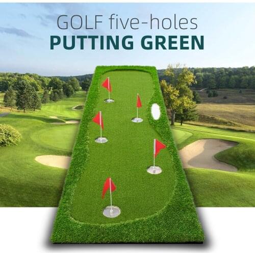 New FUNGREEN 5 Holes Golf Putting Green 75x300cm Indoor Outdoor Training Putter Mat Interesting Practice Golf Putting Pad