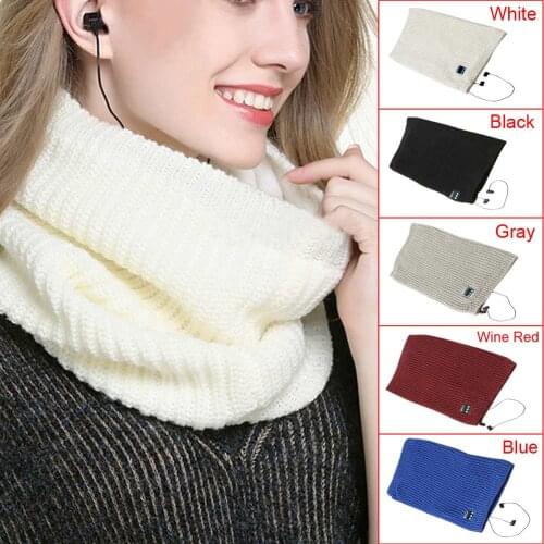 New Fashion Women Wireless Bluetooth Wool Neck Warmer Soft Scarf With Headset Headphone Speaker Mic Smart Design